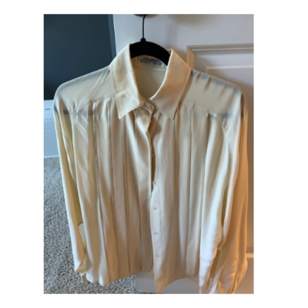 Linda Allard for Ellen Tracy creme silk blouse